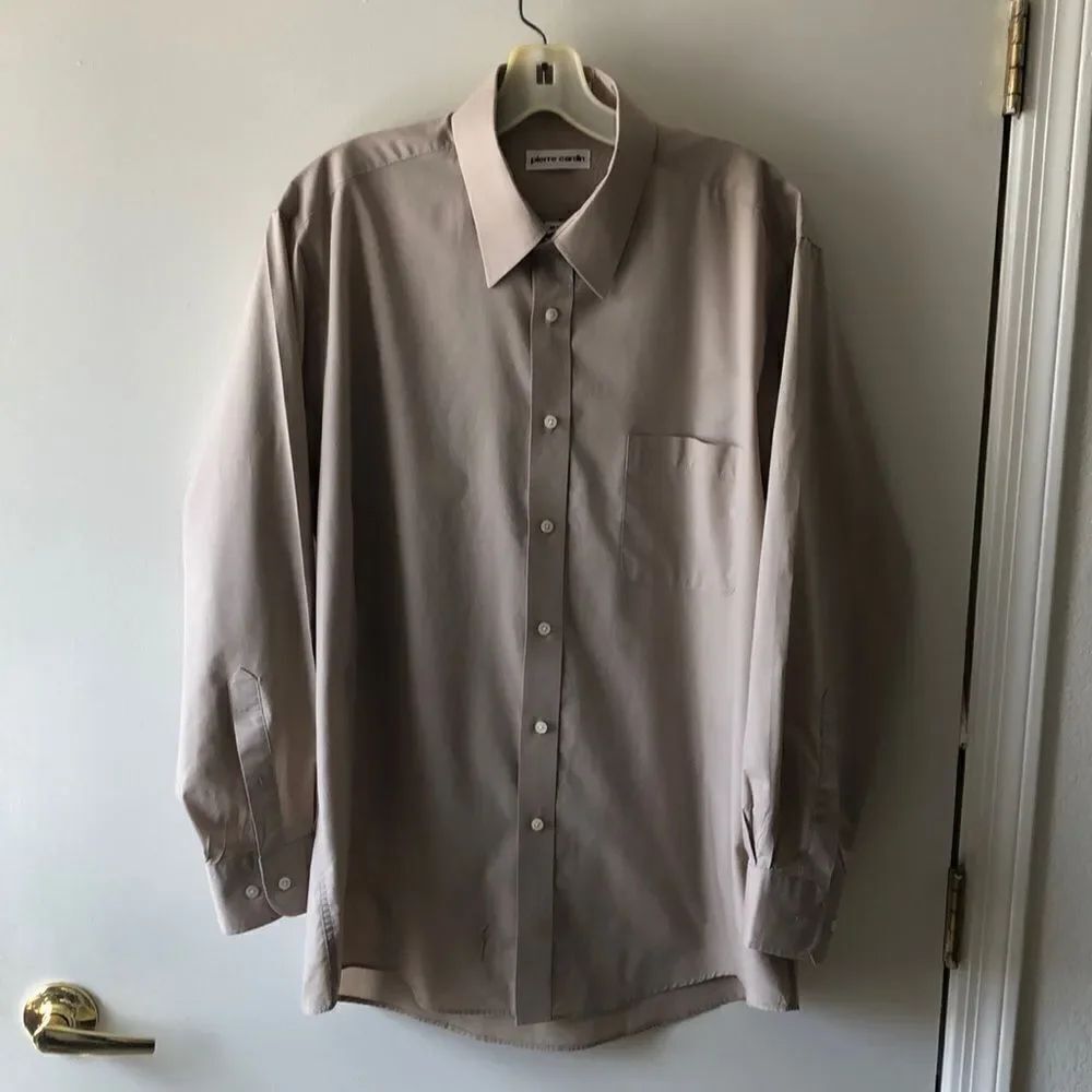 Pierre Cardin Long Sleeve Dress Shirt Size 16.5 Tan GUC
